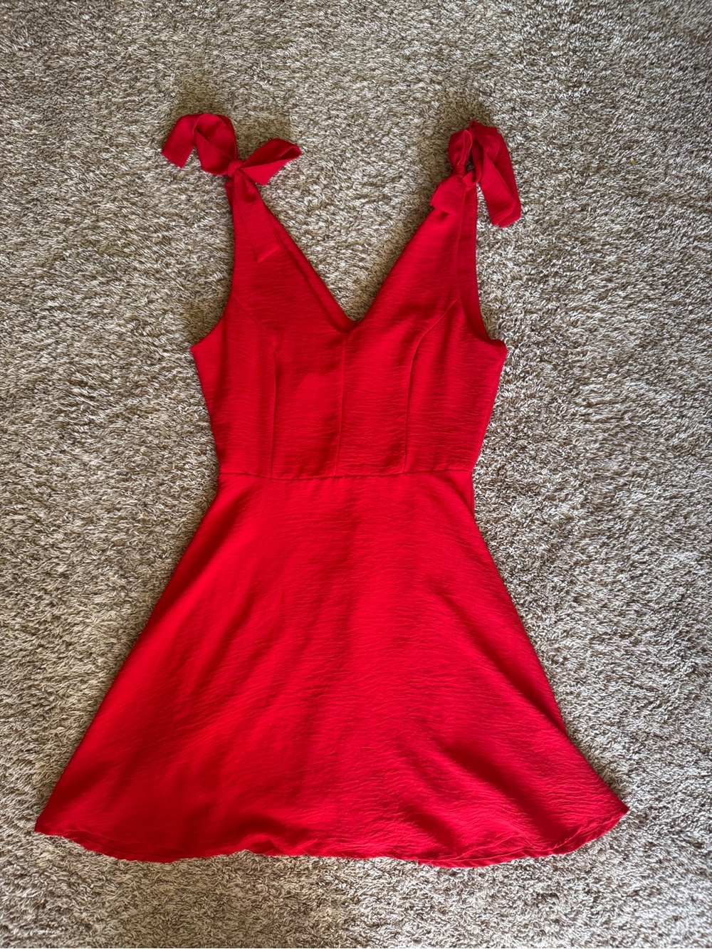 Altar’d State Red Tie-Shoulder V-Neck A line Dress